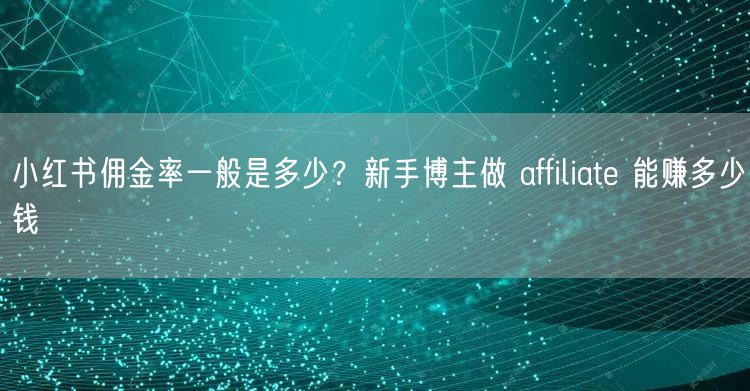 小红书佣金率一般是多少？新手博主做 affiliate 能赚多少钱