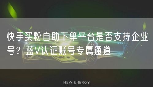 快手买粉自助下单平台是否支持企业号？蓝V认证账号专属通道