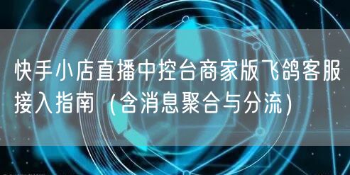 快手小店直播中控台商家版飞鸽客服接入指南（含消息聚合与分流）